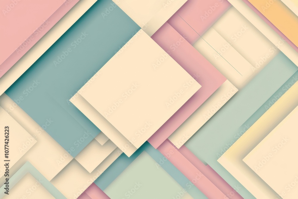 Aufkleber Soft pastel shapes overlap to create an abstract minimalist design that draws the eye with its subtle texture and geometric appeal. Generative AI