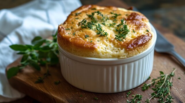 Savory cheese souffle with herbs