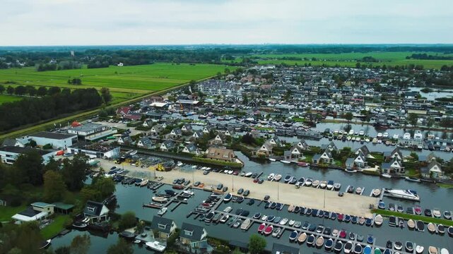 Houses and Boats, Islands and Canals. Scheendijk, Netherlands