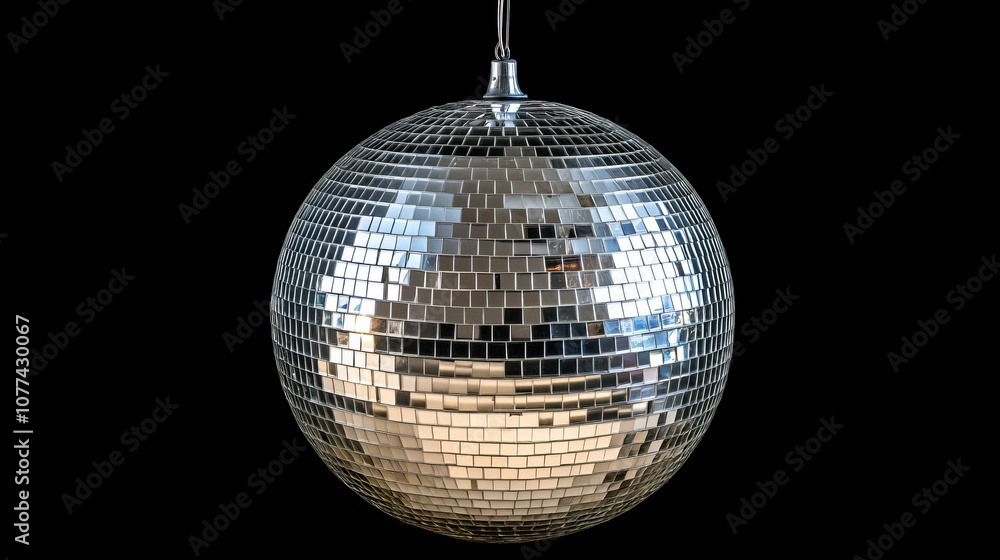 Aufkleber a close-up of a rotating disco ball set against a black background, casting dynamic and shimmering l