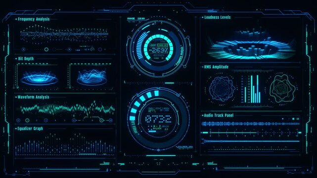 Audio Analysis & Voice Recording FUI HUD Interface - Loop - Overlay Graphic Element V3