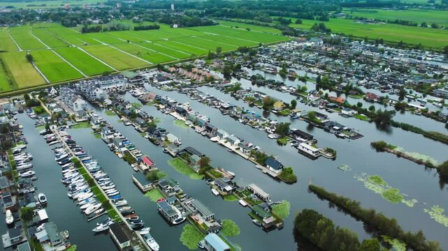 Houses and Boats, Islands and Canals. Scheendijk, Netherlands