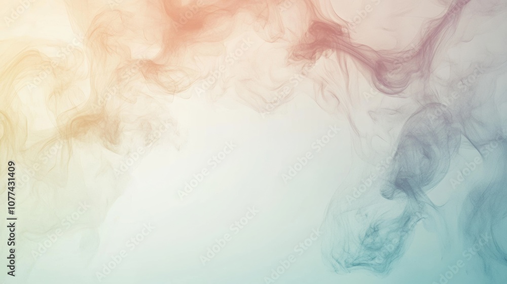 Aufkleber Soft pastel shapes interweave gently, forming a tranquil backdrop with flowing lines and a harmonious gradient effect in bright daylight. Generative AI