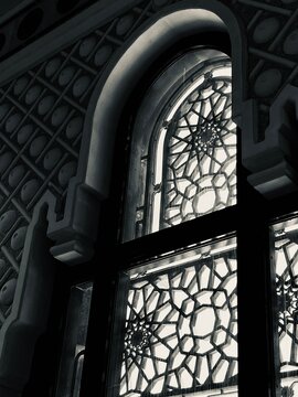 A silhouette photo of a window in Safa and Marwa