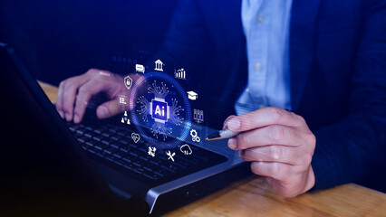 AI Artificial intelligence for business concept. AI brain processors in the concept of AI...