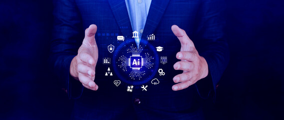 AI Artificial intelligence for business concept. AI brain processors in the concept of AI...
