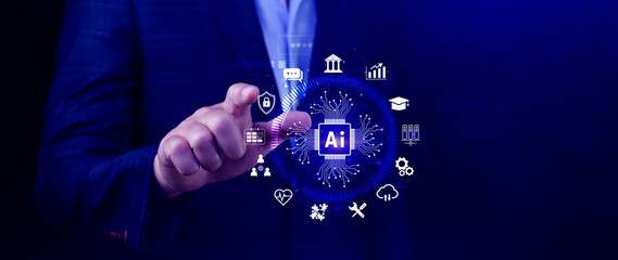 AI Artificial intelligence for business concept. AI brain processors in the concept of AI...