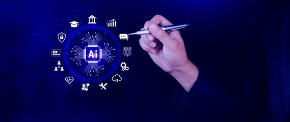 AI Artificial intelligence for business concept. AI brain processors in the concept of AI...