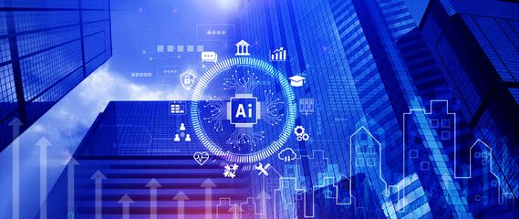 AI Artificial intelligence for business concept. AI brain processors in the concept of AI...