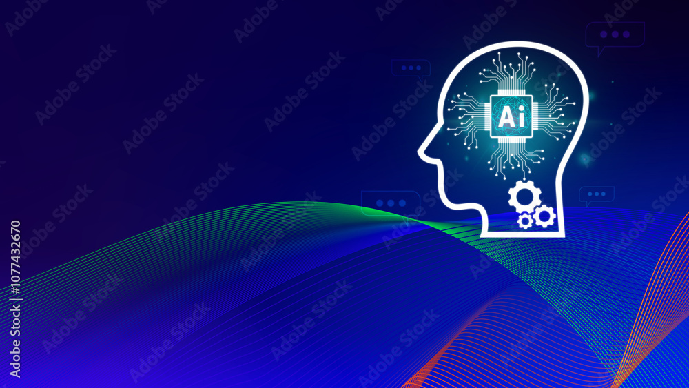 Aufkleber ai tech, virtual graphic global internet connect with ai, artificial intelligence, using command pro