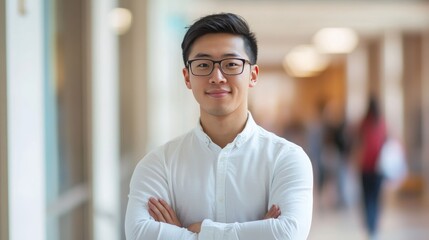 Obraz premium An Asian student embarks on an international educational journey via air travel, fostering cultural exchange and academic growth through global mobility.