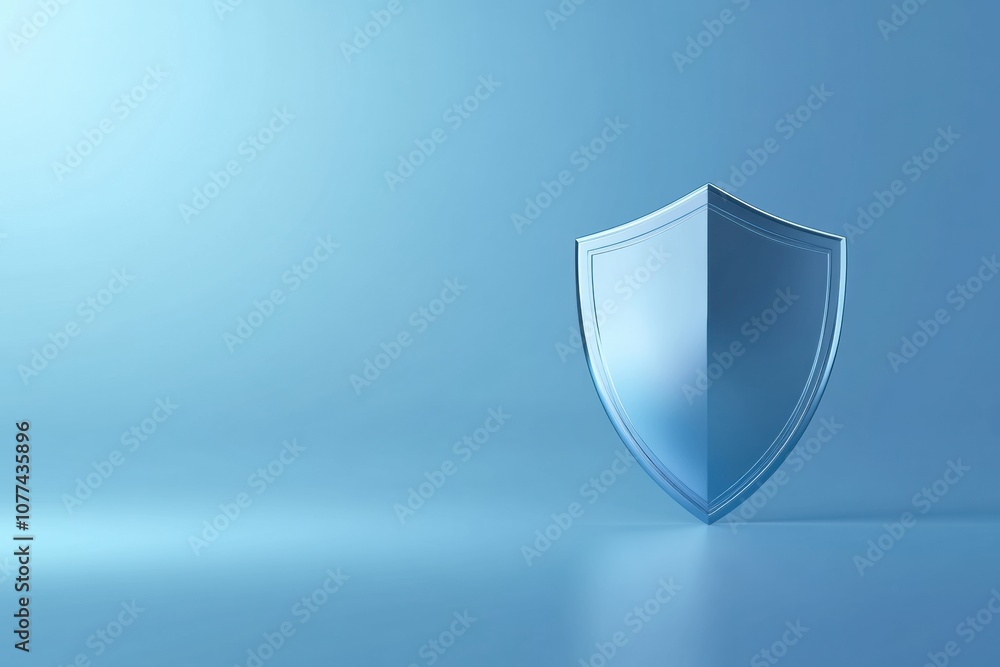 Aufkleber a shield icon against a blue-to-white gradient background illustrates the concept of cybersecurity a