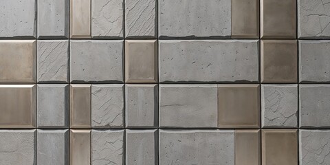 Modern Concrete Wall Tiles with Metal Accents for Interior Design