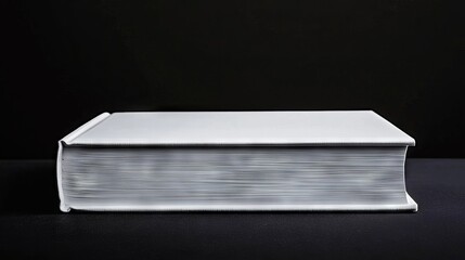 This mockup shows a white book with a thick cover isolated against a black background