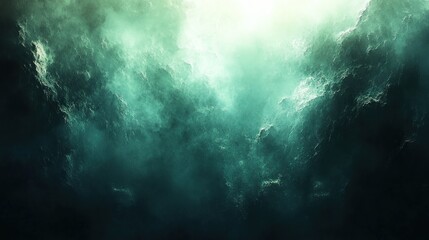 Dramatic, green clouds with a light source at the center.