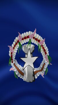 Northern Mariana Islands Waving Flag in Vertical Orientation. Realistic Flag Animation. Seamless Loop Background.