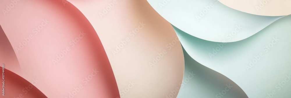 Aufkleber curved shapes in soft pastel colors flow together, offering a calming and harmonious visual experien
