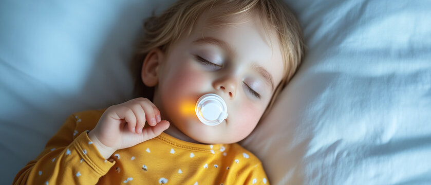 baby mit nuckel beim schlafen kleinkind portrait