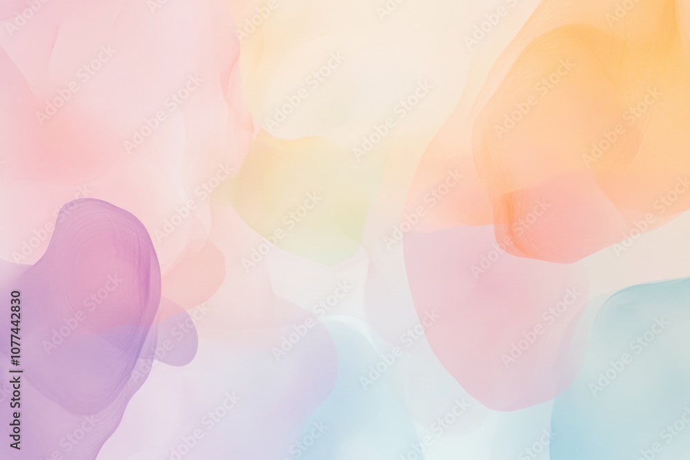 Poster delicate shapes in pastel colors intertwine, creating a serene and minimalist design that evokes a s