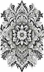 vector illustration, coloring, collage with graceful patterns and ornaments, vegetation and flowers, Arabic style, tattoo, tattoo template