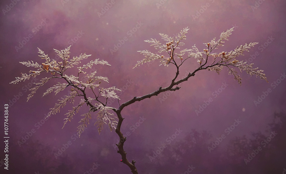 Poster tree with branches and leaves is shown in a purple background