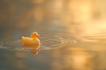 Cute Rubber Duck Swimming in a Puddle: Hello Summer Vibes