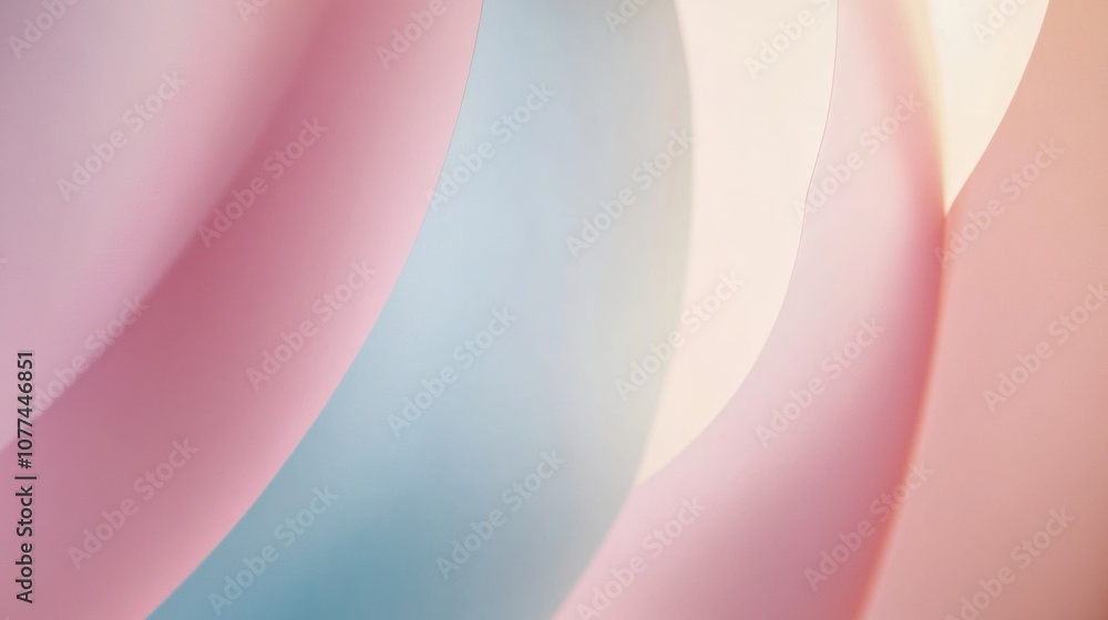Aufkleber curved forms overlap in gentle pastel hues, producing a calming and harmonious effect that invites c
