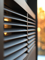 Close-up of ventilating slats with sunlight.