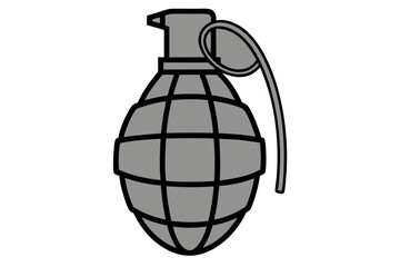 Hand Grenade Vector Illustration Detailed Line Drawing Design