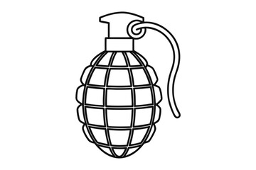 Hand Grenade Vector Illustration Detailed Line Drawing Design