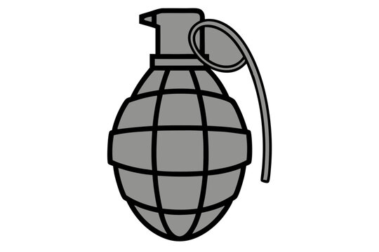 gray grenade with black outline on white clip art preview