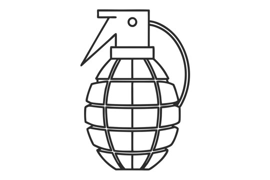 black and white grenade outline clip art preview
