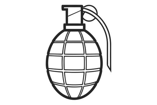 black and white grenade outline clip art preview