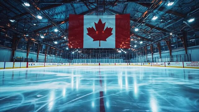 Canadian flag at indoor hockey rink