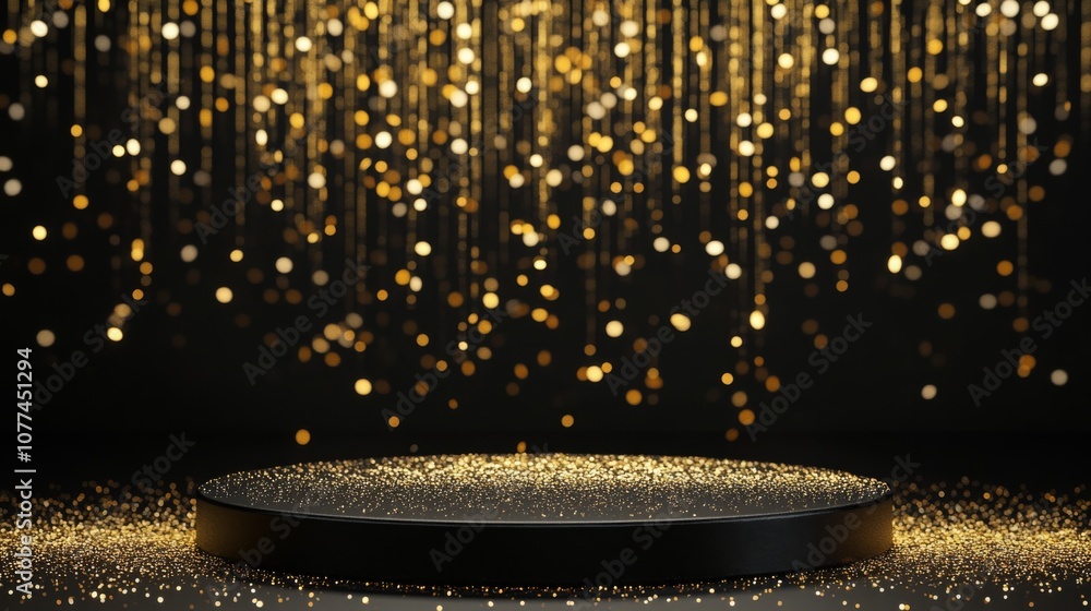Fototapete the circular platform sits in the center, surrounded by a backdrop of shimmering golden lights. this