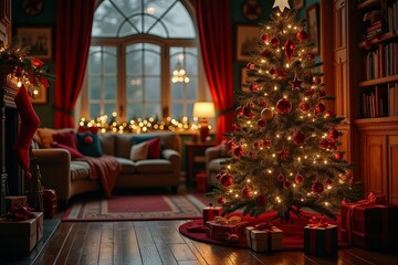 christmas tree with candles interior
