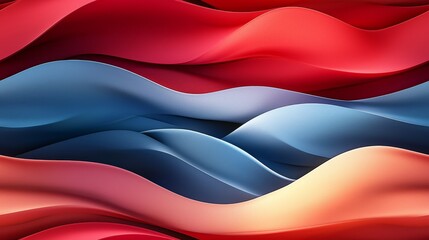 Fototapeta premium Vibrant waves: abstract flowing layers of red, blue, and orange