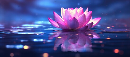 Pink Lotus Blossom Glowing in the Night