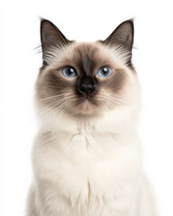 High-Resolution Close-Up Portrait of a Siamese Cat with Striking Blue Eyes and Detailed Fur Texture

