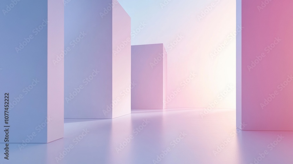 Leinwandbilder brightly lit pastel geometric forms create a serene atmosphere, inviting exploration in a calm, abst