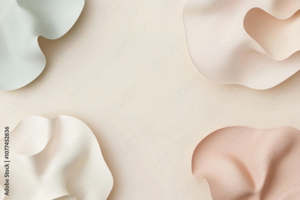 Aufkleber delicate forms in pastel shades interact on a neutral backdrop, evoking tranquility and a sense of m