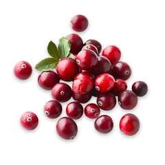 Fresh cranberries falling transparent background food photography