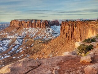 Canyonlands National Park Utah Snow Winter Sunrise Travel Landscape