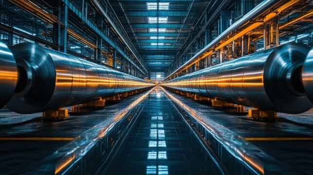 Industrial Steel Rolls in a Factory Setting