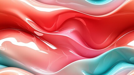 Vibrant abstract waves of red and teal glossy texture in motion