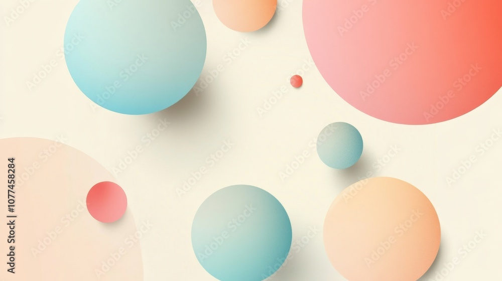 Poster Soft pastel shapes float against a light backdrop, creating a harmonious and tranquil environment perfect for creative projects. Generative AI
