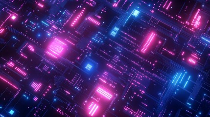 Obraz premium Neon purple glowing pattern with colorful lights creating a stunning design.