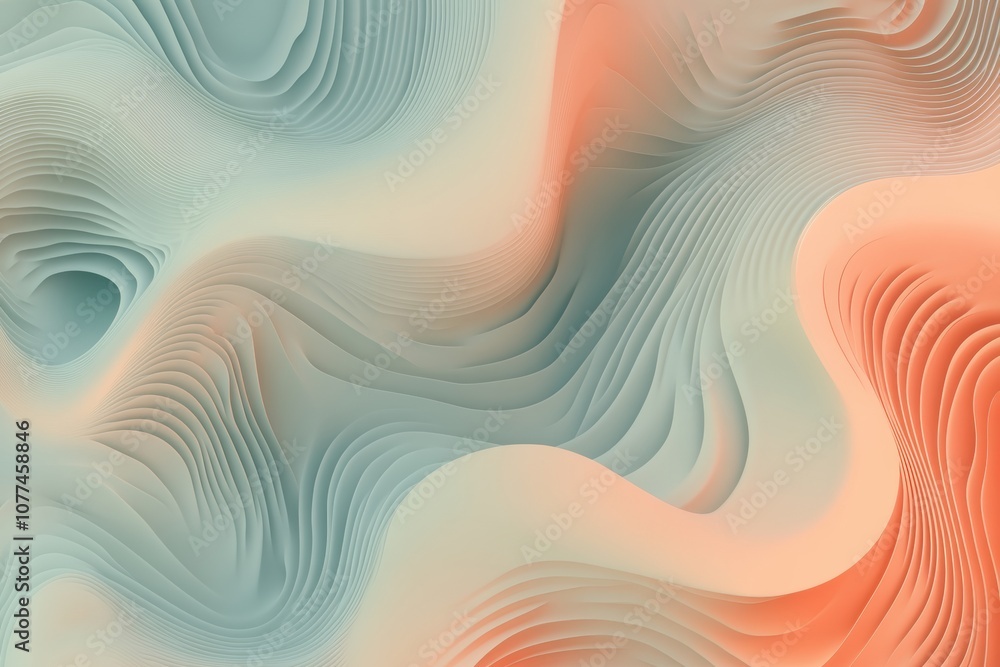 Aufkleber Soft pastel colors intertwine in flowing, abstract shapes that evoke a sense of calm and tranquility, inviting contemplation and inspiration. Generative AI