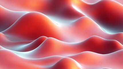 Fototapeta premium Dynamic abstract landscape of fluid red and white wavy surfaces with soft lighting