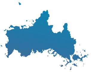 山口県　地図　青色　グラデーション　イラスト